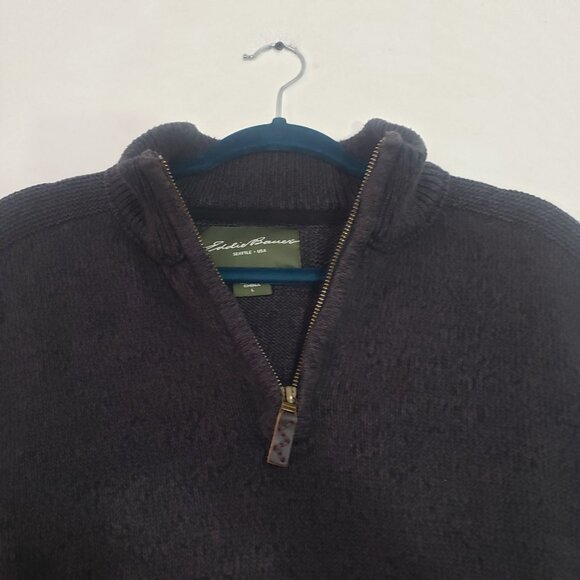 Eddie Bauer Mens Gray Sweater Size L 1/4 Zip Knit Grandpa Normcore Everyday - Picture 3 of 9
